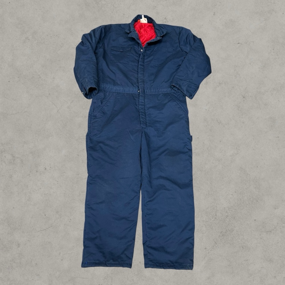 Dickies Coveralls Mens XL Navy Blue Canvas Workwear Casual Outdoor Mechnic Red‎